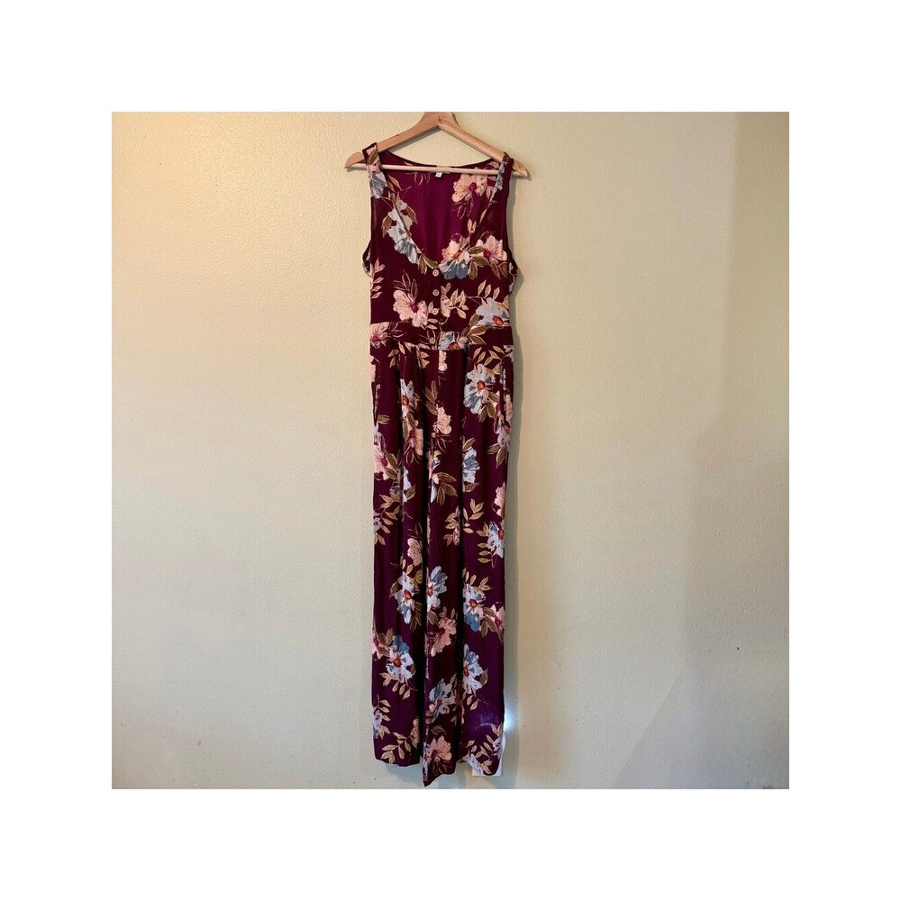 Patrons of Peace Floral Rayon Sleeveless Jumpsuit Size S